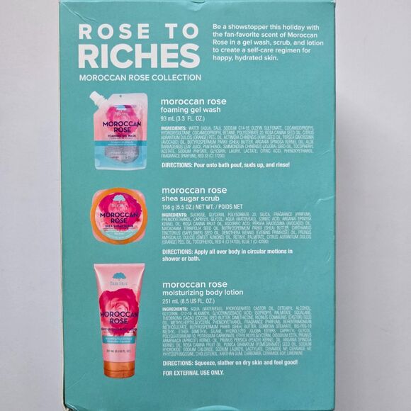 Tree Hut Rose To Riches Gift Set 3 Pc Moroccan Collection Wash Scrub Lotion - Picture 4 of 5